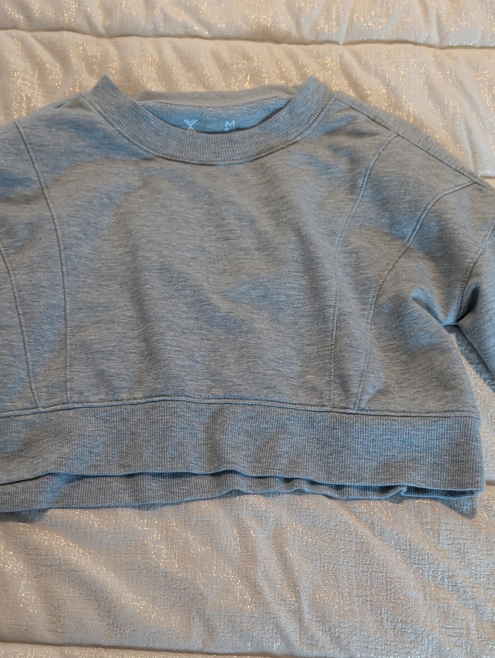 Xersion Heather Gray Crop Crewneck Sweatshirt